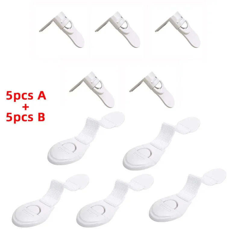 10pcs/lot For Baby Furniture Door Drawer Lock Refrigerator Safety Locks Child Proof Infant Protector Brown Cabinet Safety Lock