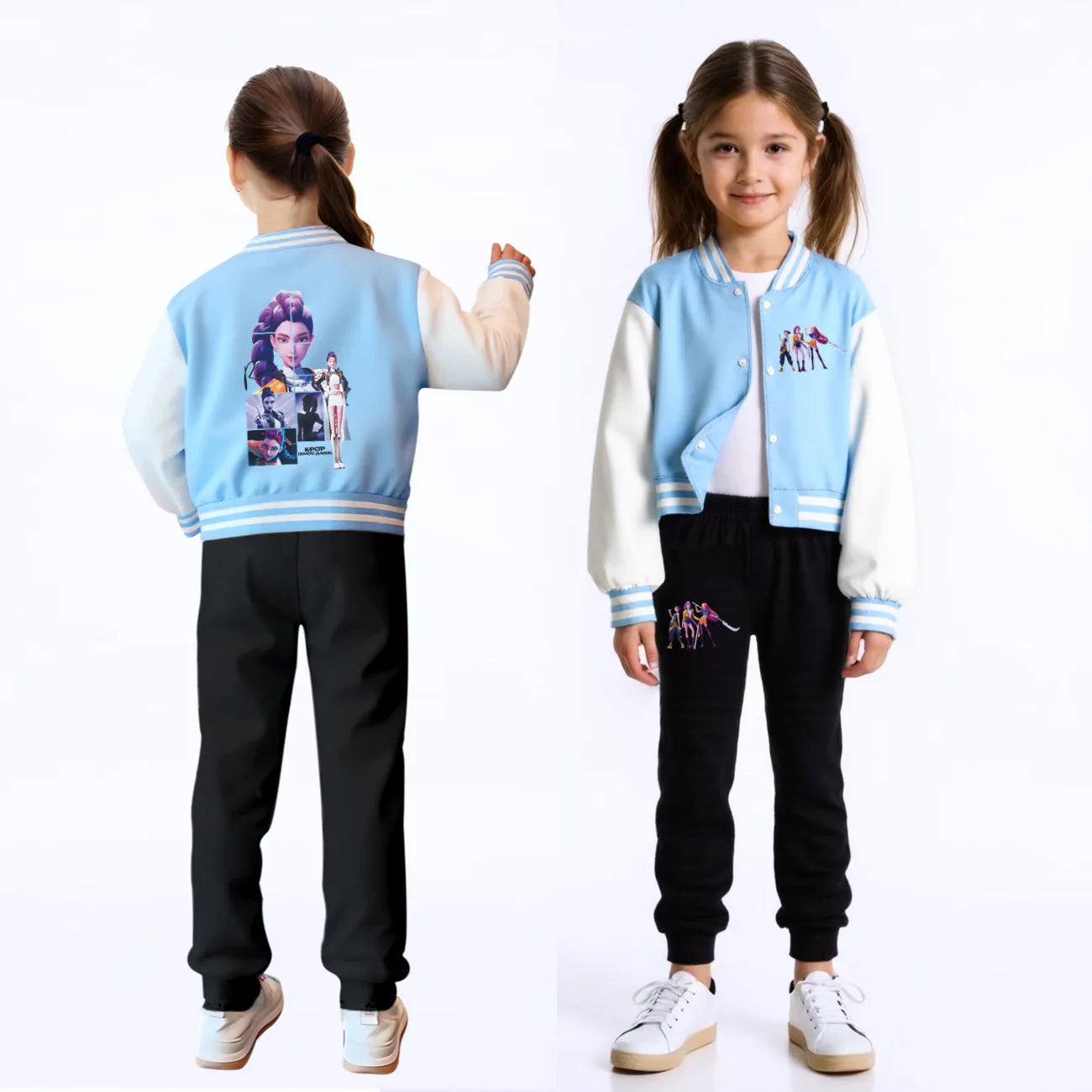 Spring Autumn  Girls Baby Casual Hoodies Children CostumeKids KPop Demon Hunters Huntrix Clothes Boys Baseball Uniform