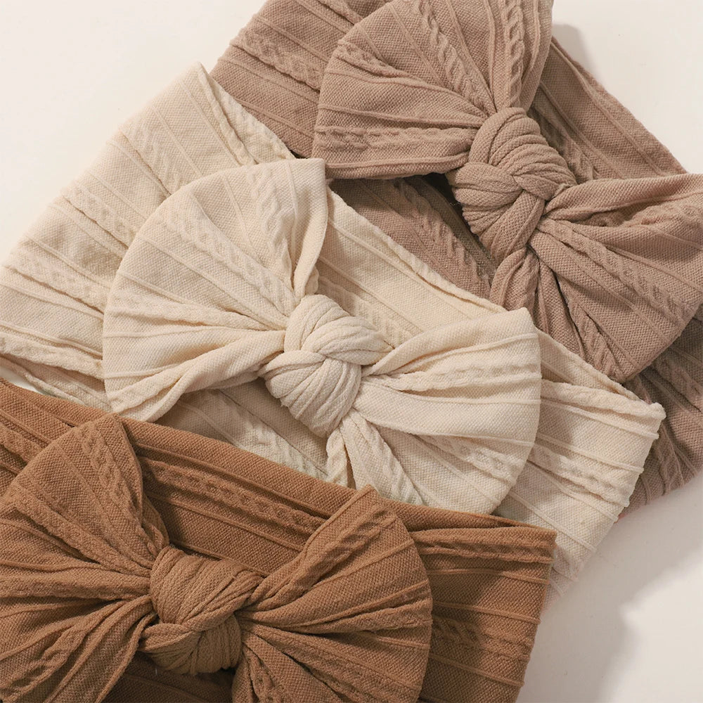 3Pcs Solid Color Baby Headband Bow Children Hair Band Elastic Nylon Newborn Headbands Soft Turban Headwrap Kid Hair Accessories
