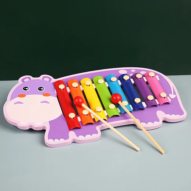 Montessori Wooden 8 Tones Multicolor Xylophone Wood Musical Instrument Toys For Baby Kids Puzzles Early Learning Games