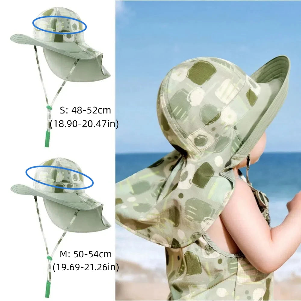 Comfortable Korean Style Double Sided Kid Sunhat Cotton Large Brim Sand Beach Sun Hat UPF 50+ Adjustable Baby Shading Hat Summer