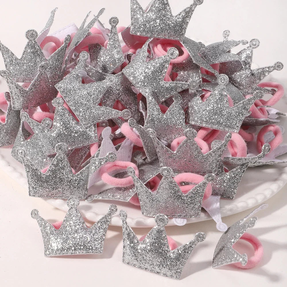 10/20pcs Girls Pink Heart Star Children Hair Loop No Harm Hair Cartoon Towel Rope Ponytail Holder Mini Rubber Band Kids Headwear