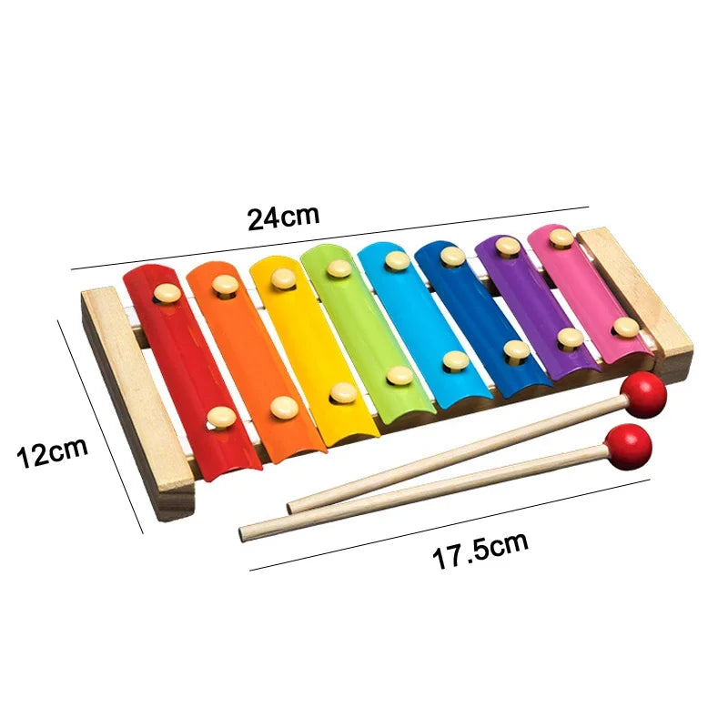 Montessori Wooden 8 Tones Multicolor Xylophone Wood Musical Instrument Toys For Baby Kids Puzzles Early Learning Games