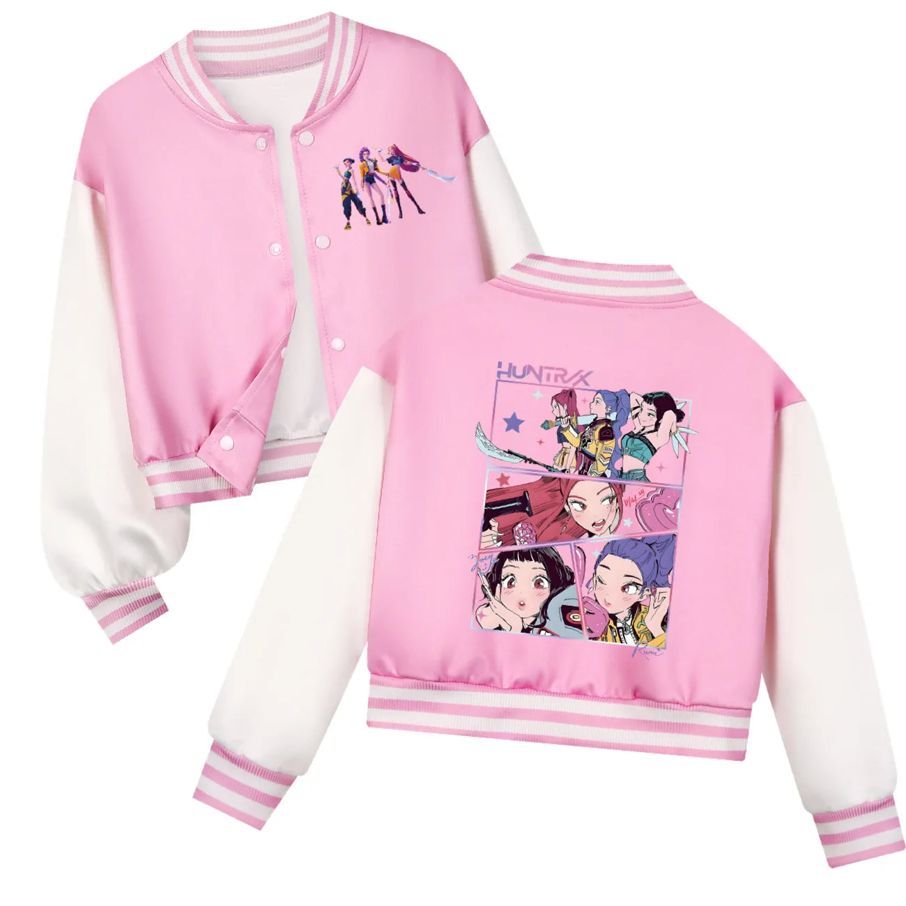 KPop Demon Hunters Kids Huntrix Clothes Boys Baseball Uniform Spring Autumn  Girls Baby Casual Hoodies Children Costume