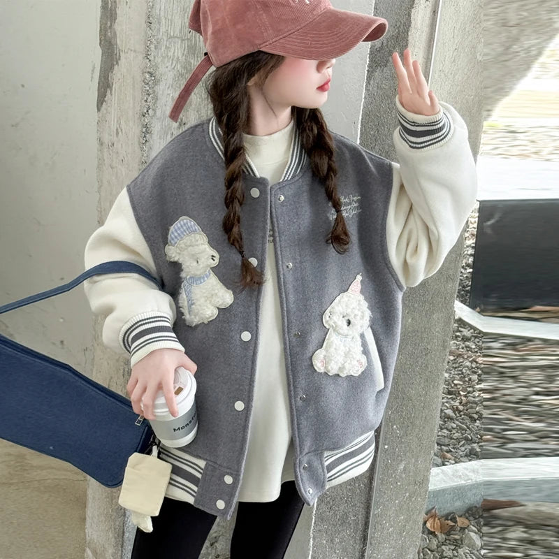 Teenage Girls Baseball Jackets For 4-14 Years Old Teens Clothes Children Sports Outerwear Coat Spring Autumn Fashion Boys Jacket
