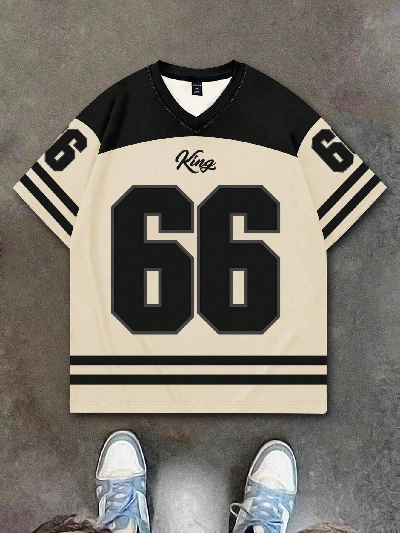 Mens Number 66 Printed Short Sleeve T Shirt Man V Neck Sportwear Brooklyn Racing Football Tee Vintage Casual Tops Men Clothes