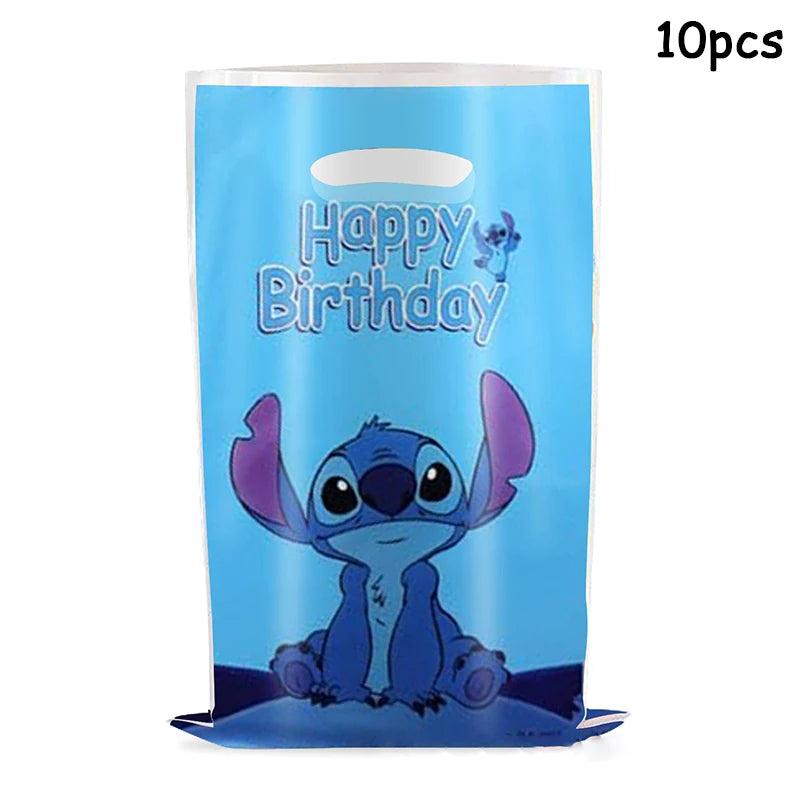 Disney Lilo & Stitch Party Gift Bag Plastic Blue Stitch Pink Angel Goodie Gift Bags for Kids Birthday Party Decor Baby Shower