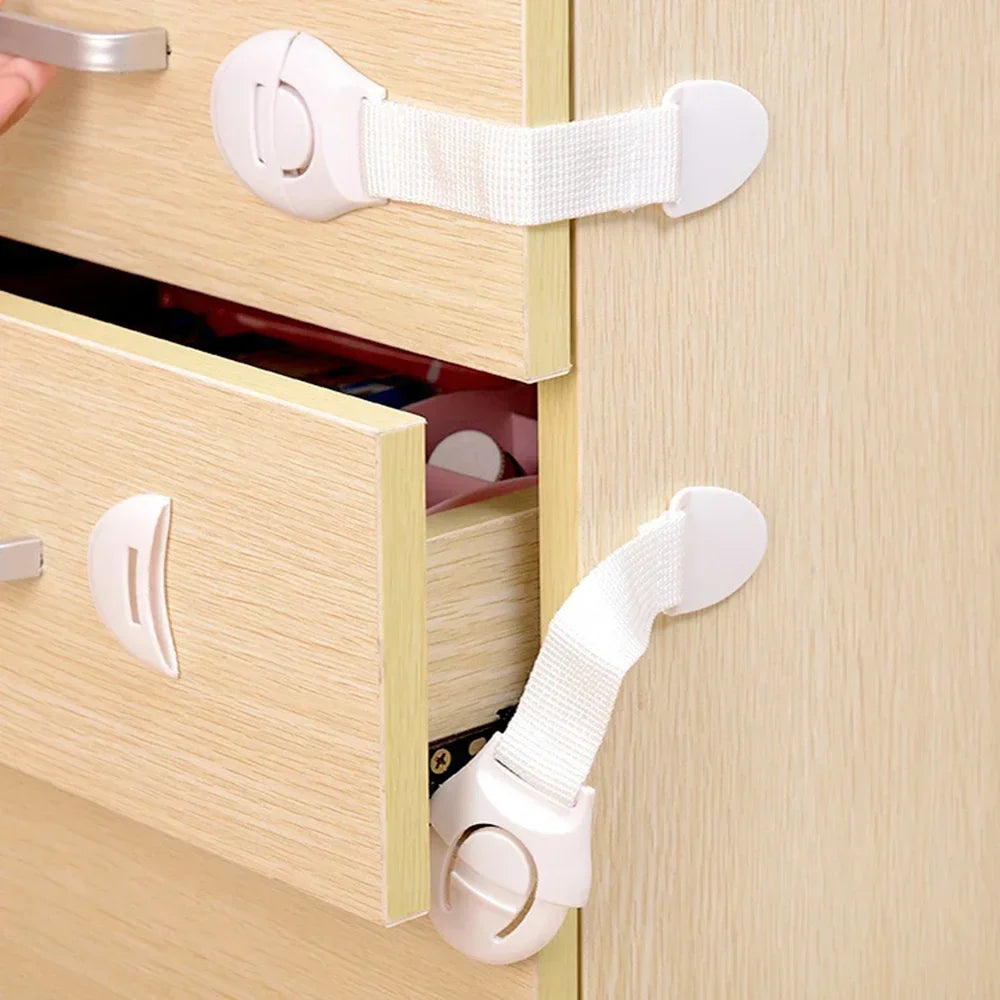 10pcs/lot For Baby Furniture Door Drawer Lock Refrigerator Safety Locks Child Proof Infant Protector Brown Cabinet Safety Lock