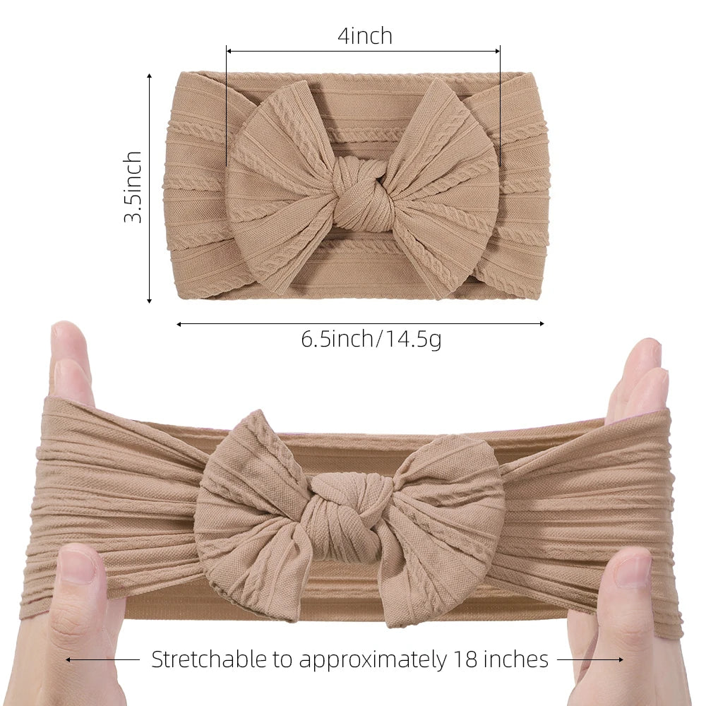 3Pcs Solid Color Baby Headband Bow Children Hair Band Elastic Nylon Newborn Headbands Soft Turban Headwrap Kid Hair Accessories