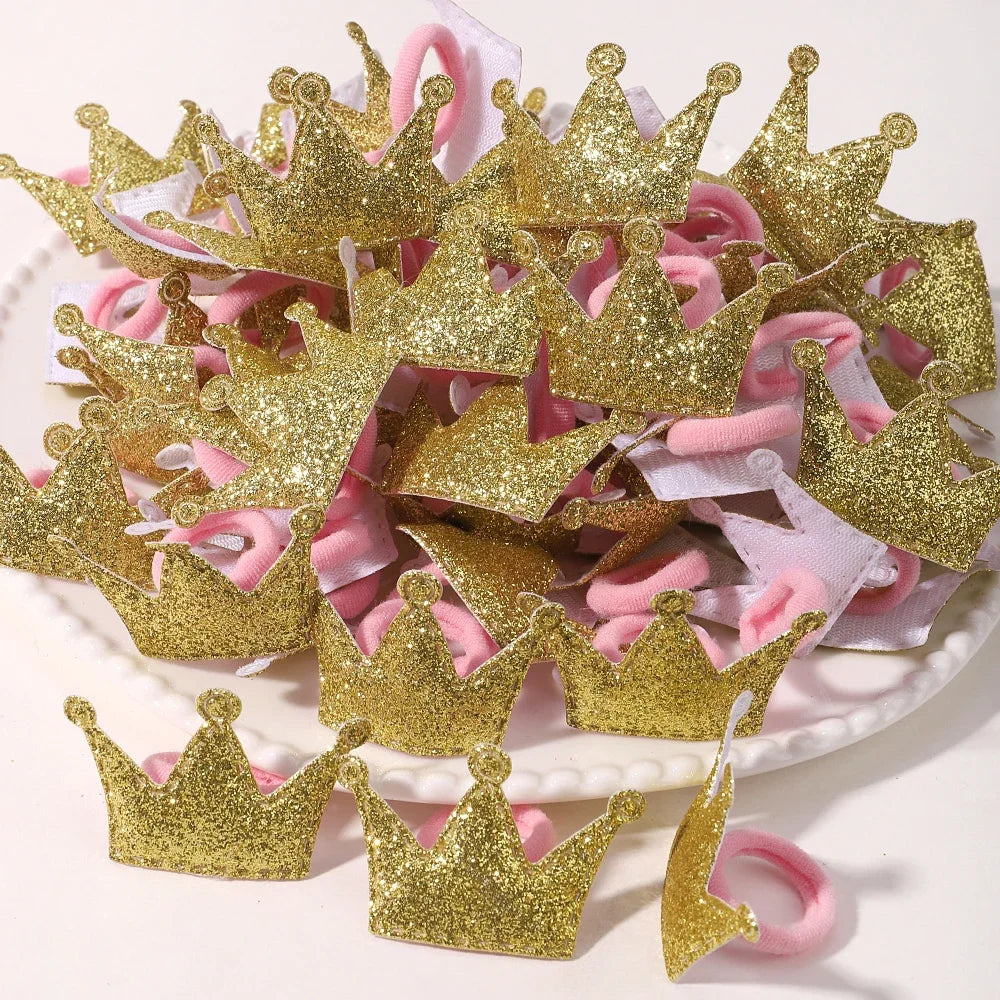 10/20pcs Girls Pink Heart Star Children Hair Loop No Harm Hair Cartoon Towel Rope Ponytail Holder Mini Rubber Band Kids Headwear