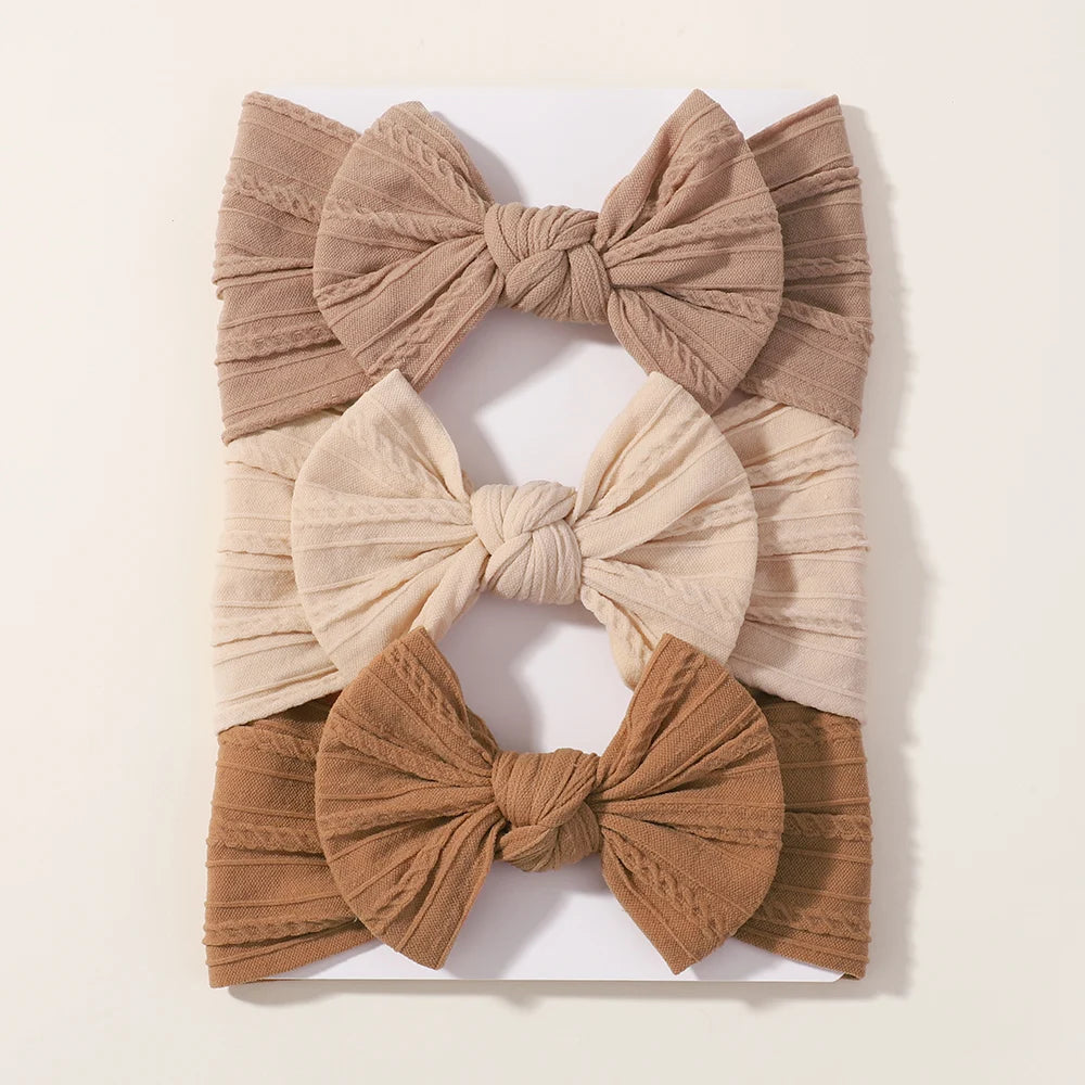 3Pcs Solid Color Baby Headband Bow Children Hair Band Elastic Nylon Newborn Headbands Soft Turban Headwrap Kid Hair Accessories