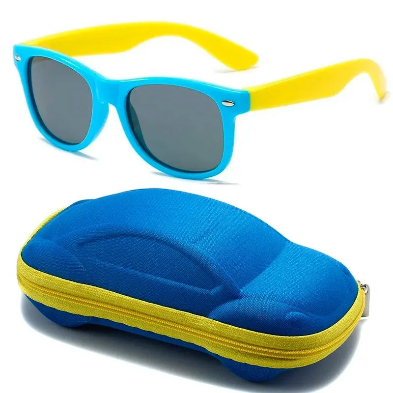 Baby Sunglasses with Glasses Box Boys Girls Outdoor Goggles Sun Glasses AC Lens Safety Glasses and Cases Gift for Kids