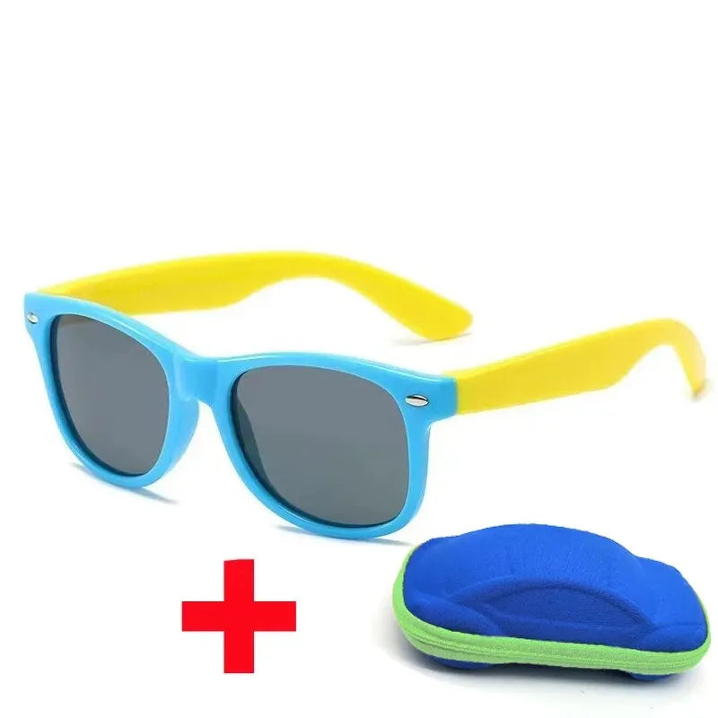 Baby Sunglasses with Glasses Box Boys Girls Outdoor Goggles Sun Glasses AC Lens Safety Glasses and Cases Gift for Kids