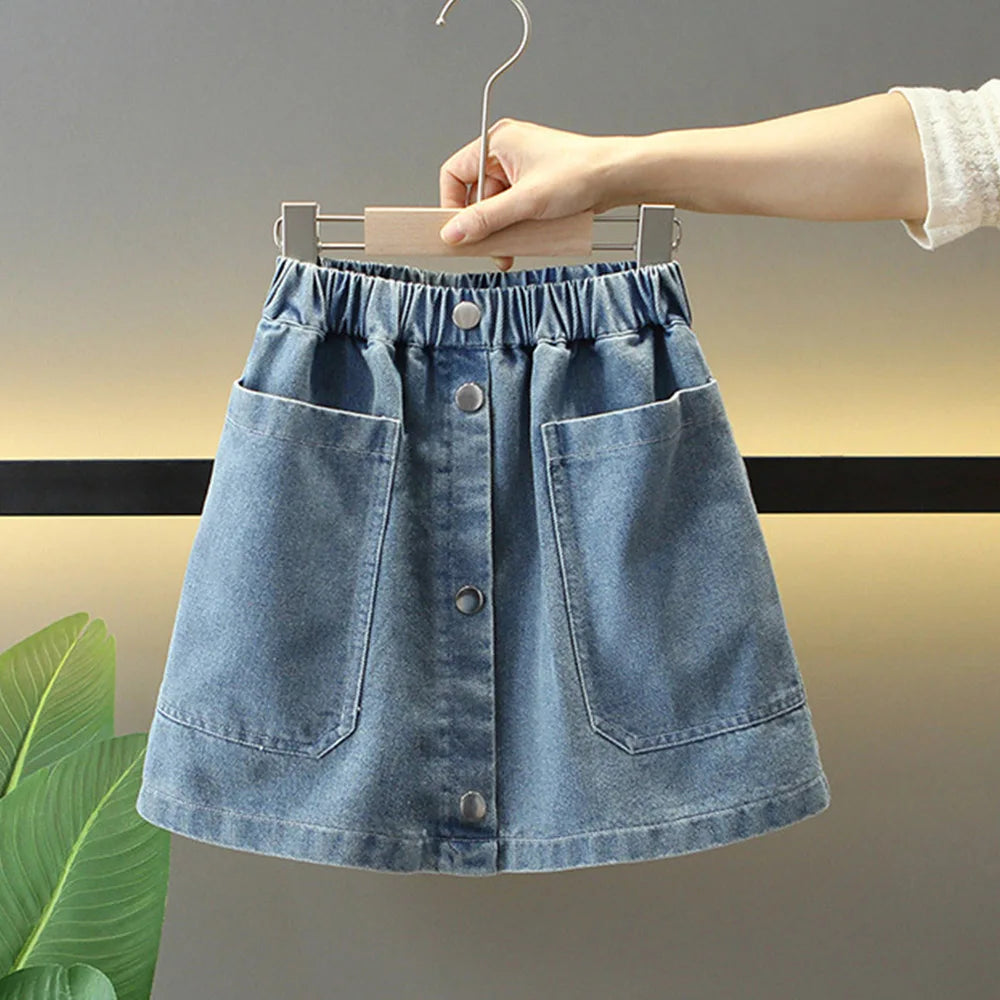 Girls Denim Skirt Fashion Denim short Skirts Summer Baby Korean Style Skirts Wrap Buttocks for Girls Teenager Half Skirt