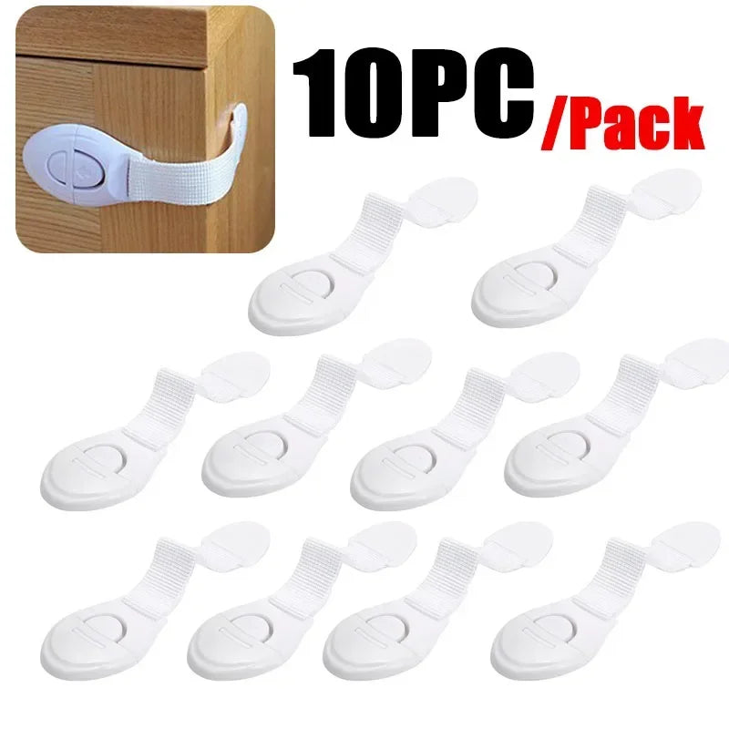 10pcs/lot For Baby Furniture Door Drawer Lock Refrigerator Safety Locks Child Proof Infant Protector Brown Cabinet Safety Lock