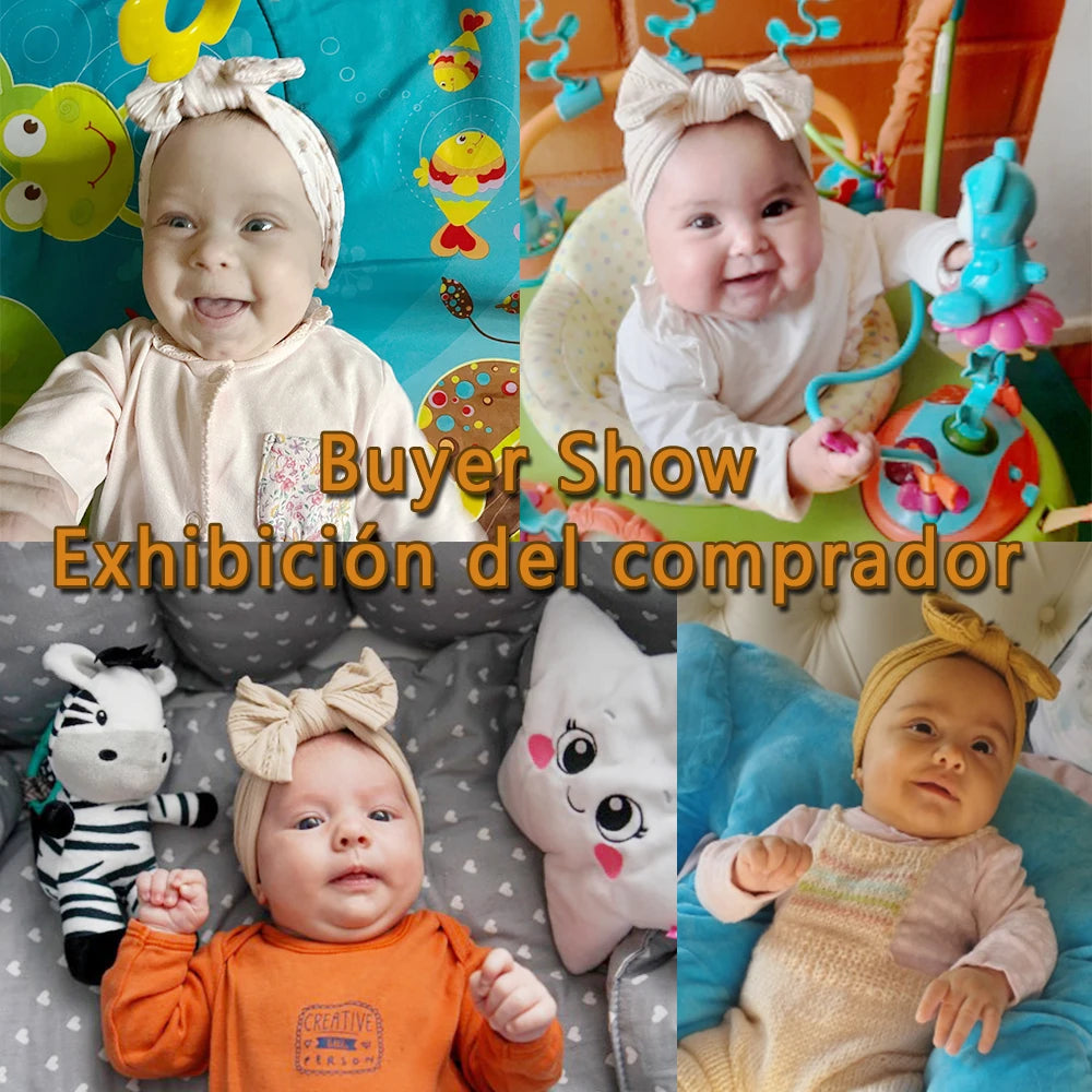 3Pcs Solid Color Baby Headband Bow Children Hair Band Elastic Nylon Newborn Headbands Soft Turban Headwrap Kid Hair Accessories